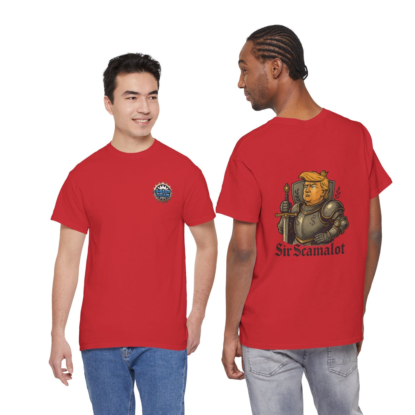T-Shirt — "Sir Scamalot" Knight Satire Graphic Tee Printify