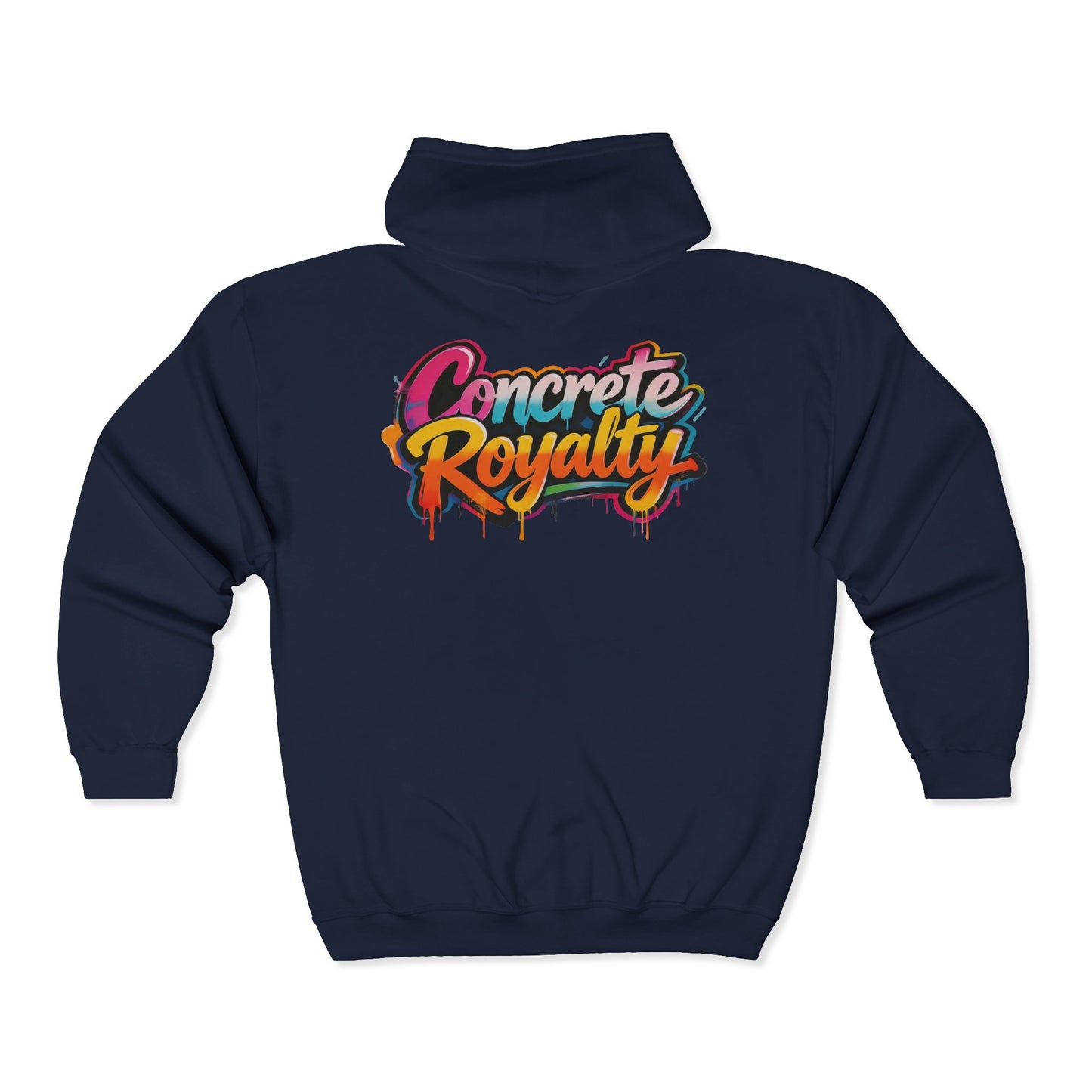 Concrete Royalty Zip Hoodie – Colorful Graffiti Streetwear Printify