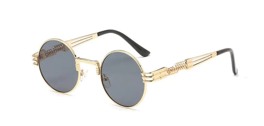 Spring Leg Round Frame Sunglasses - Metal Sunglasses