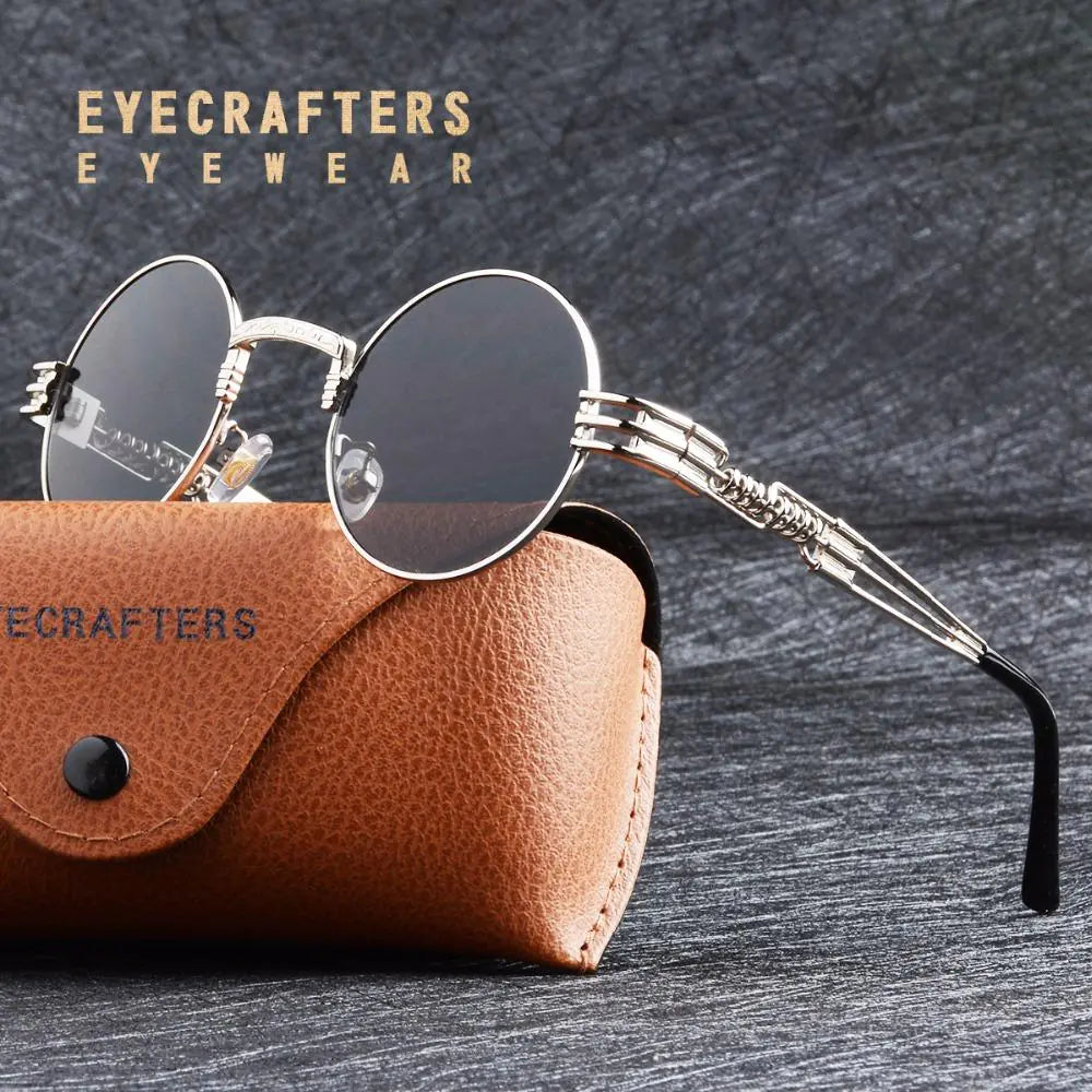 Spring Leg Round Frame Sunglasses - Metal Sunglasses
