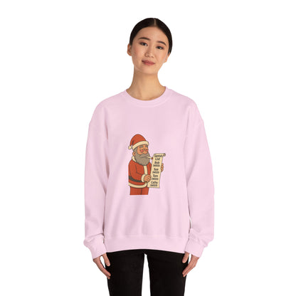 Santa Smoking Weed Holding Naughty & Nice List Crewneck Sweatshirt Printify