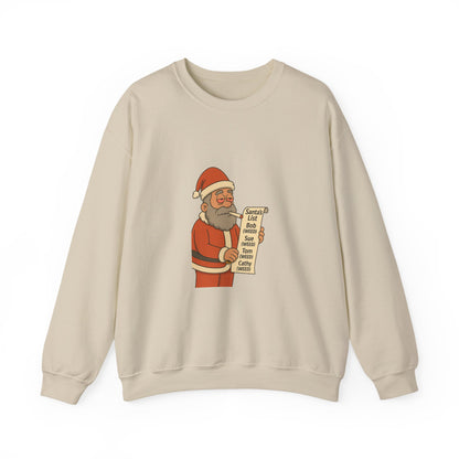 Santa Smoking Weed Holding Naughty & Nice List Crewneck Sweatshirt Printify