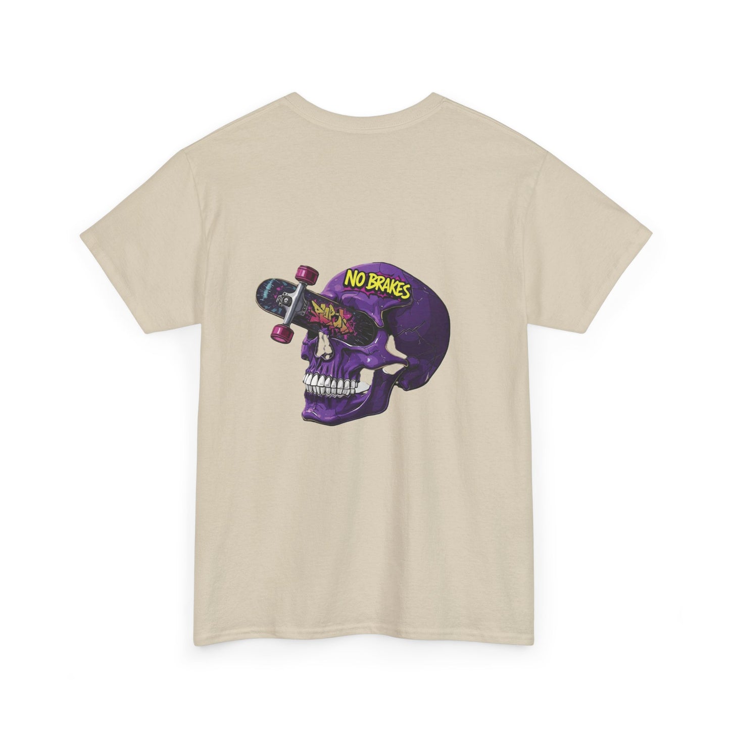 Skull Skateboard Tee — "No Brakes" Graphic Cotton Shirt Printify