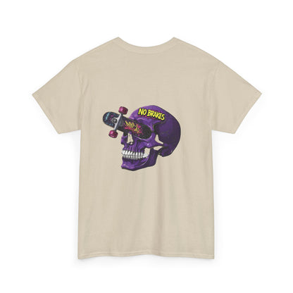 Skull Skateboard Tee — "No Brakes" Graphic Cotton Shirt Printify