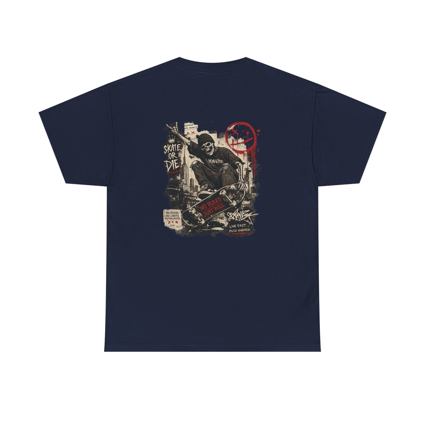Grim Reaper Skateboard Graphic Tee – Vintage Punk Skate Shirt Printify
