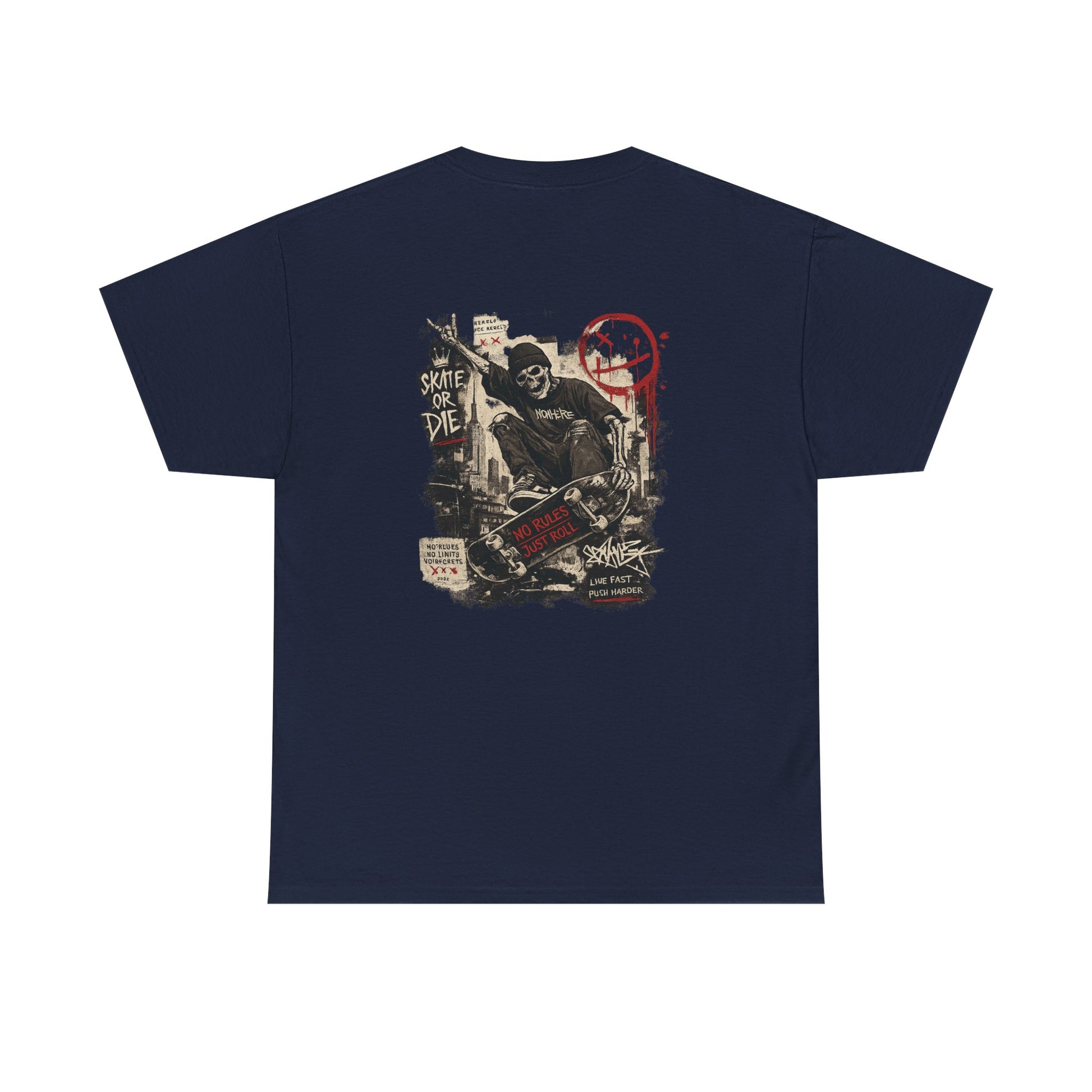 Grim Reaper Skateboard Graphic Tee – Vintage Punk Skate Shirt Printify
