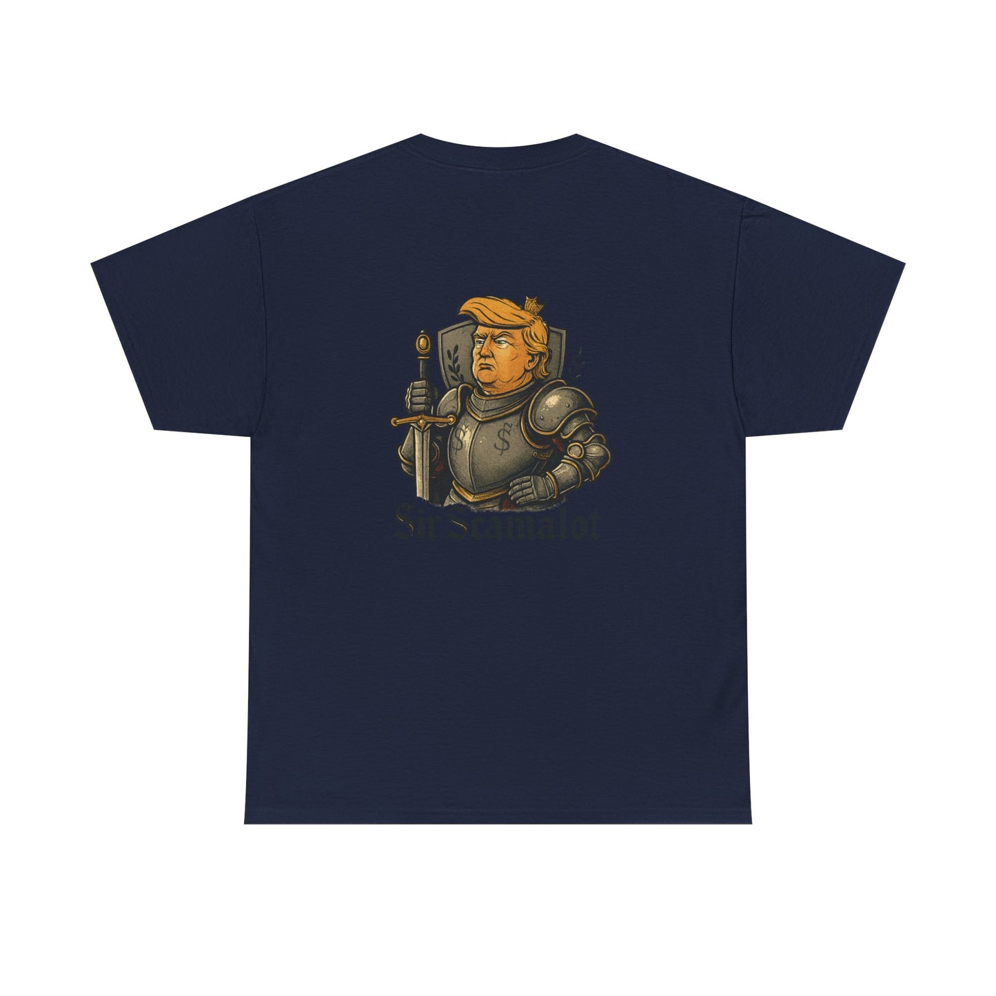 T-Shirt — "Sir Scamalot" Knight Satire Graphic Tee Printify
