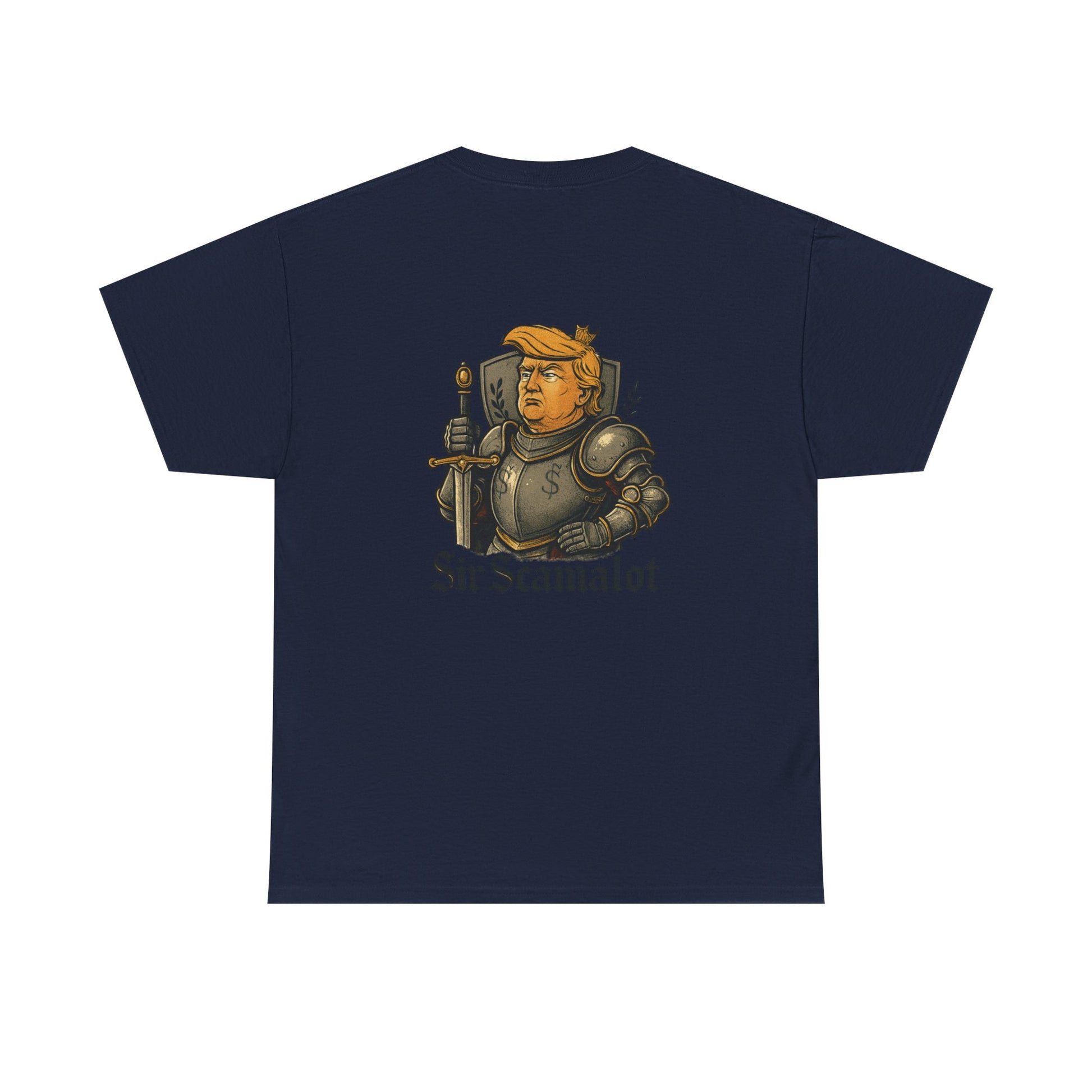T-Shirt — "Sir Scamalot" Knight Satire Graphic Tee Printify