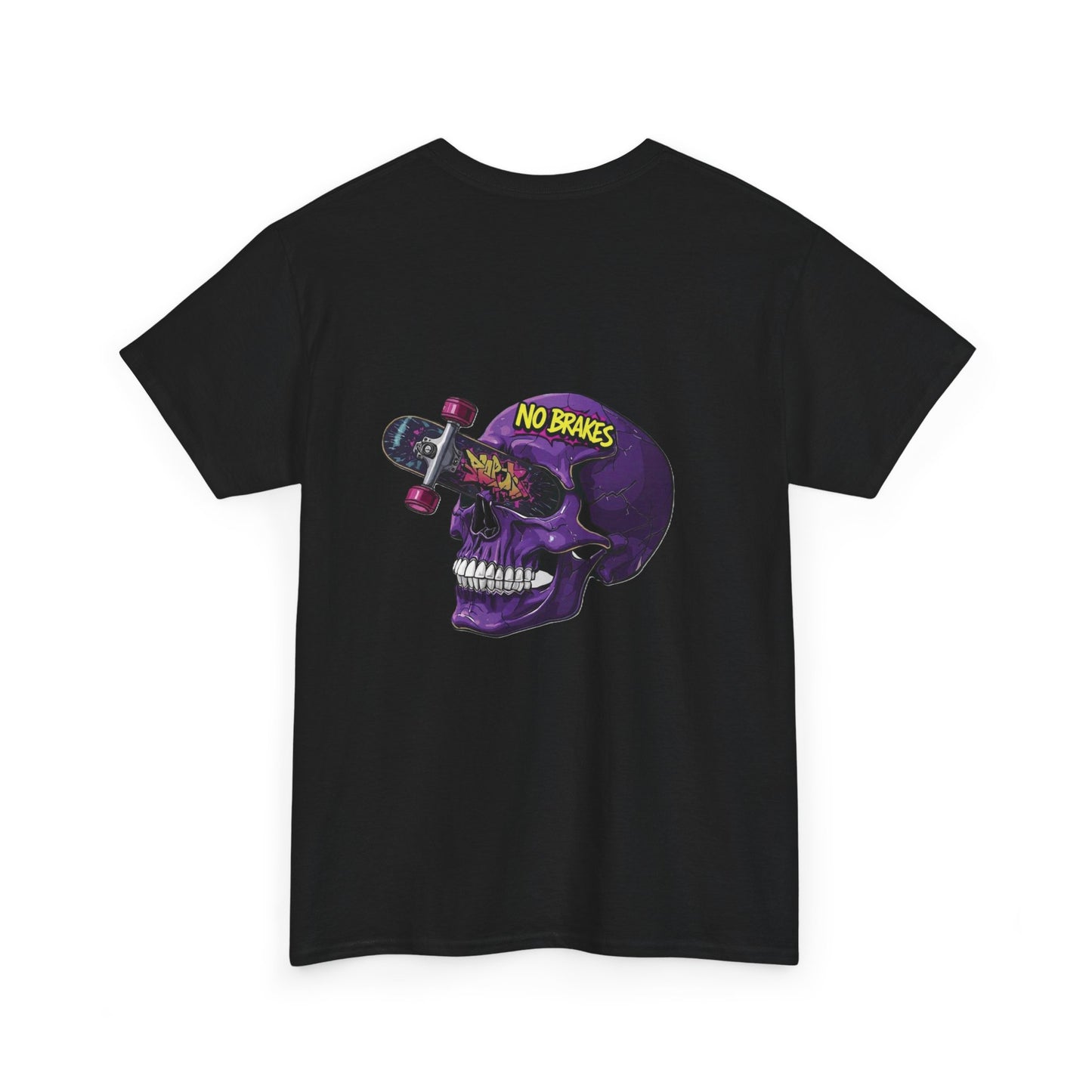 Skull Skateboard Tee — "No Brakes" Graphic Cotton Shirt Printify