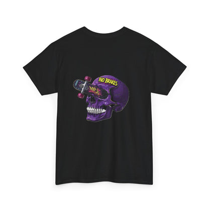 Skull Skateboard Tee — "No Brakes" Graphic Cotton Shirt Printify