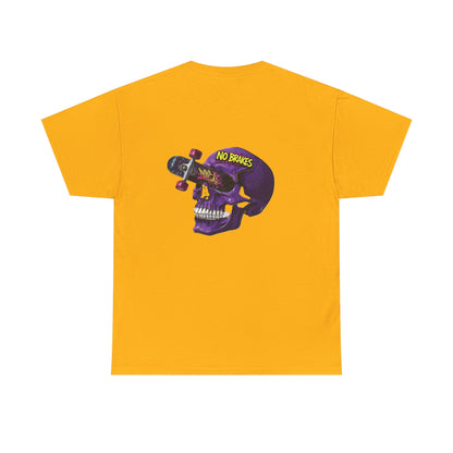 Skull Skateboard Tee — "No Brakes" Graphic Cotton Shirt Printify
