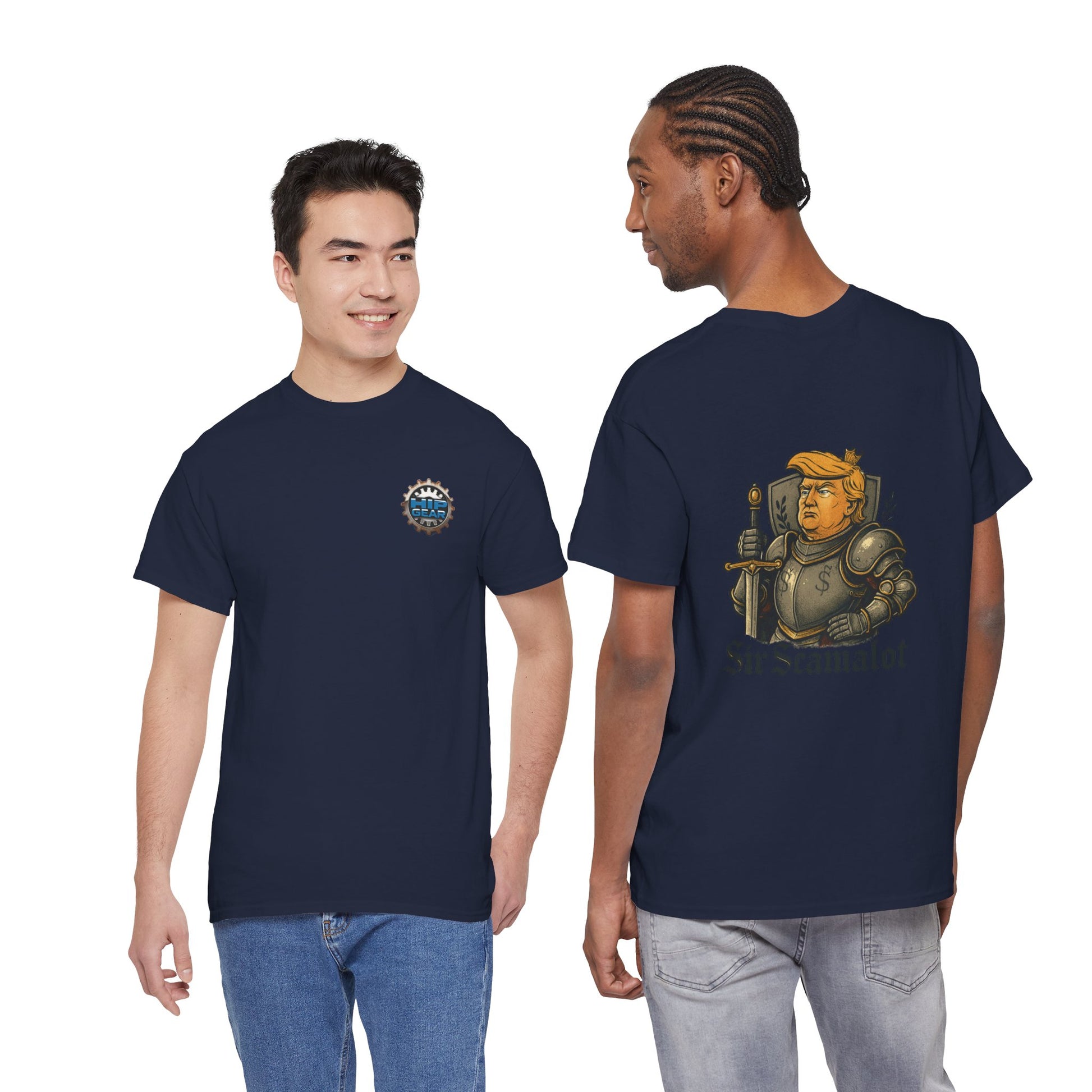 T-Shirt — "Sir Scamalot" Knight Satire Graphic Tee Printify