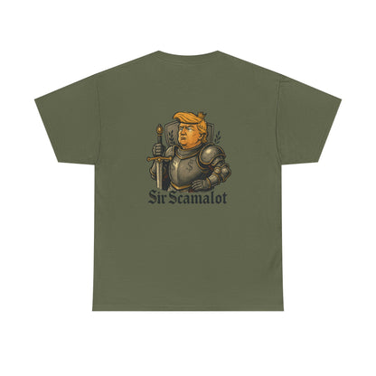 T-Shirt — "Sir Scamalot" Knight Satire Graphic Tee Printify