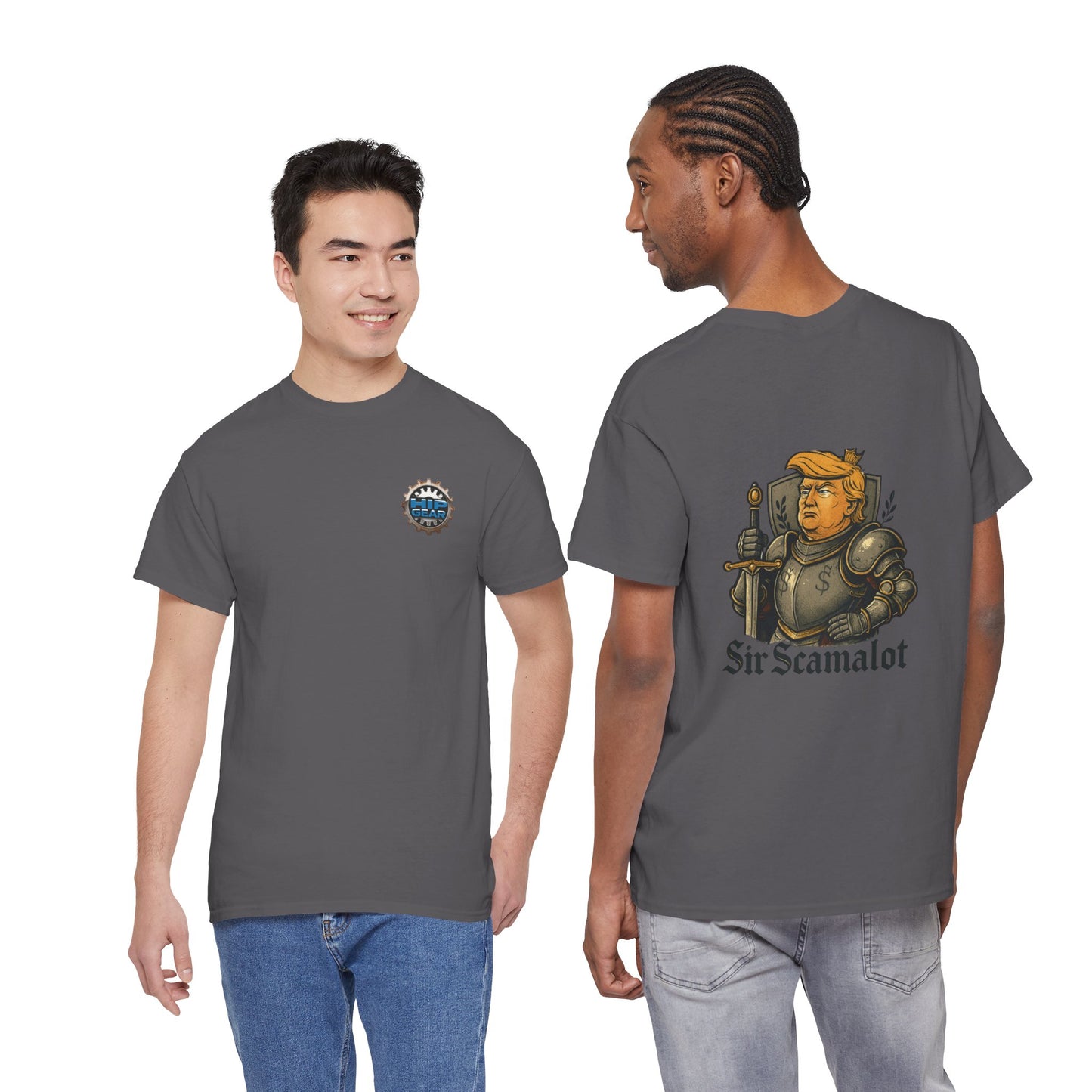 T-Shirt — "Sir Scamalot" Knight Satire Graphic Tee Printify