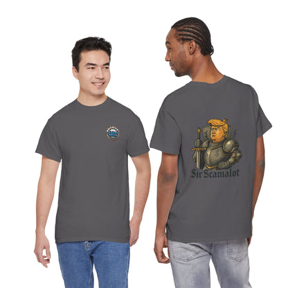 T-Shirt — "Sir Scamalot" Knight Satire Graphic Tee Printify