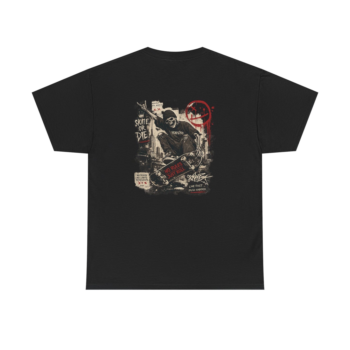 Grim Reaper Skateboard Graphic Tee – Vintage Punk Skate Shirt Printify