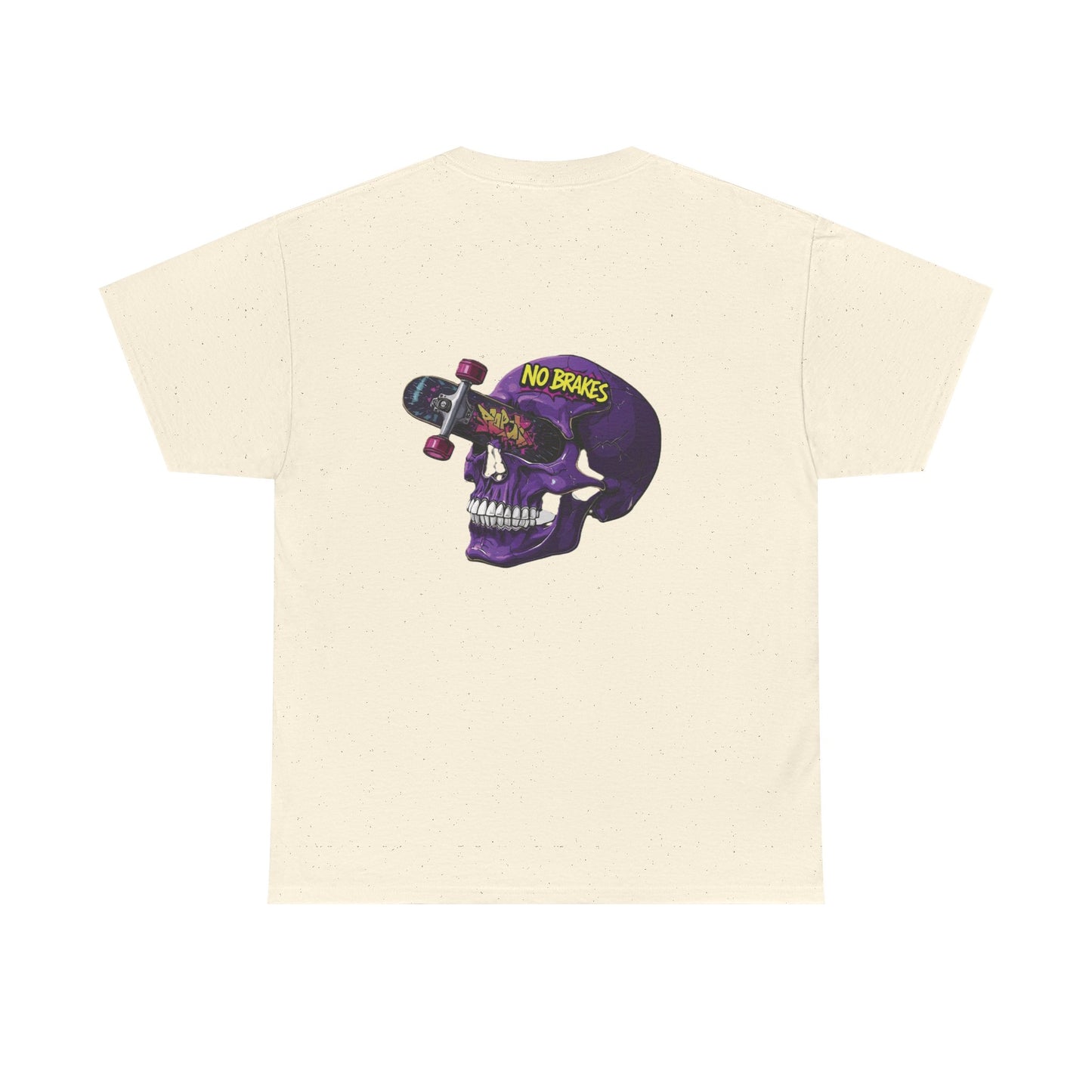 Skull Skateboard Tee — "No Brakes" Graphic Cotton Shirt Printify
