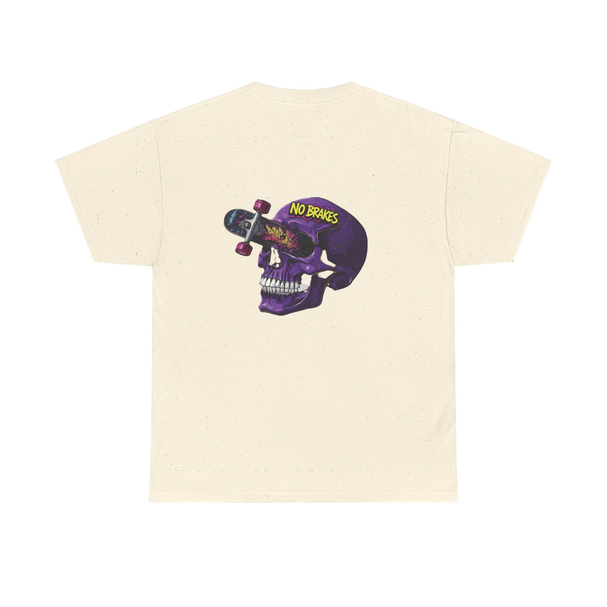 Skull Skateboard Tee — "No Brakes" Graphic Cotton Shirt Printify