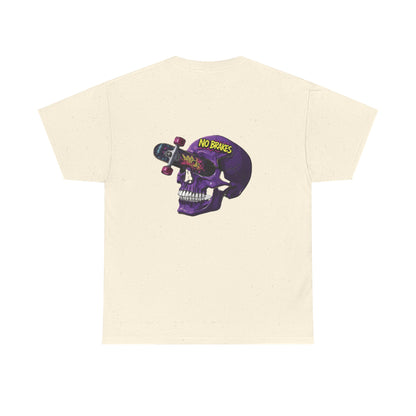 Skull Skateboard Tee — "No Brakes" Graphic Cotton Shirt Printify