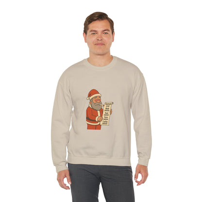 Santa Smoking Weed Holding Naughty & Nice List Crewneck Sweatshirt Printify