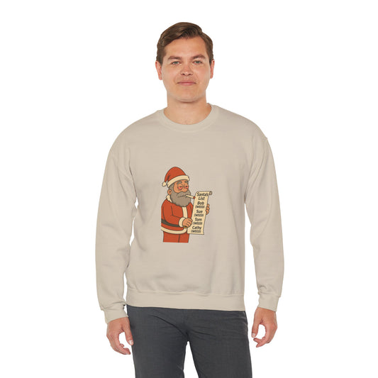 Santa Smoking Weed Holding Naughty & Nice List Crewneck Sweatshirt Printify