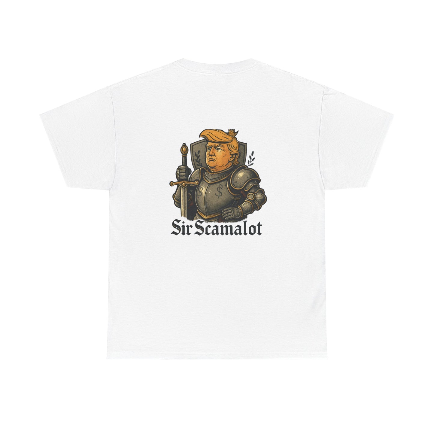 T-Shirt — "Sir Scamalot" Knight Satire Graphic Tee Printify