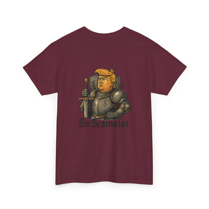 T-Shirt — "Sir Scamalot" Knight Satire Graphic Tee Printify