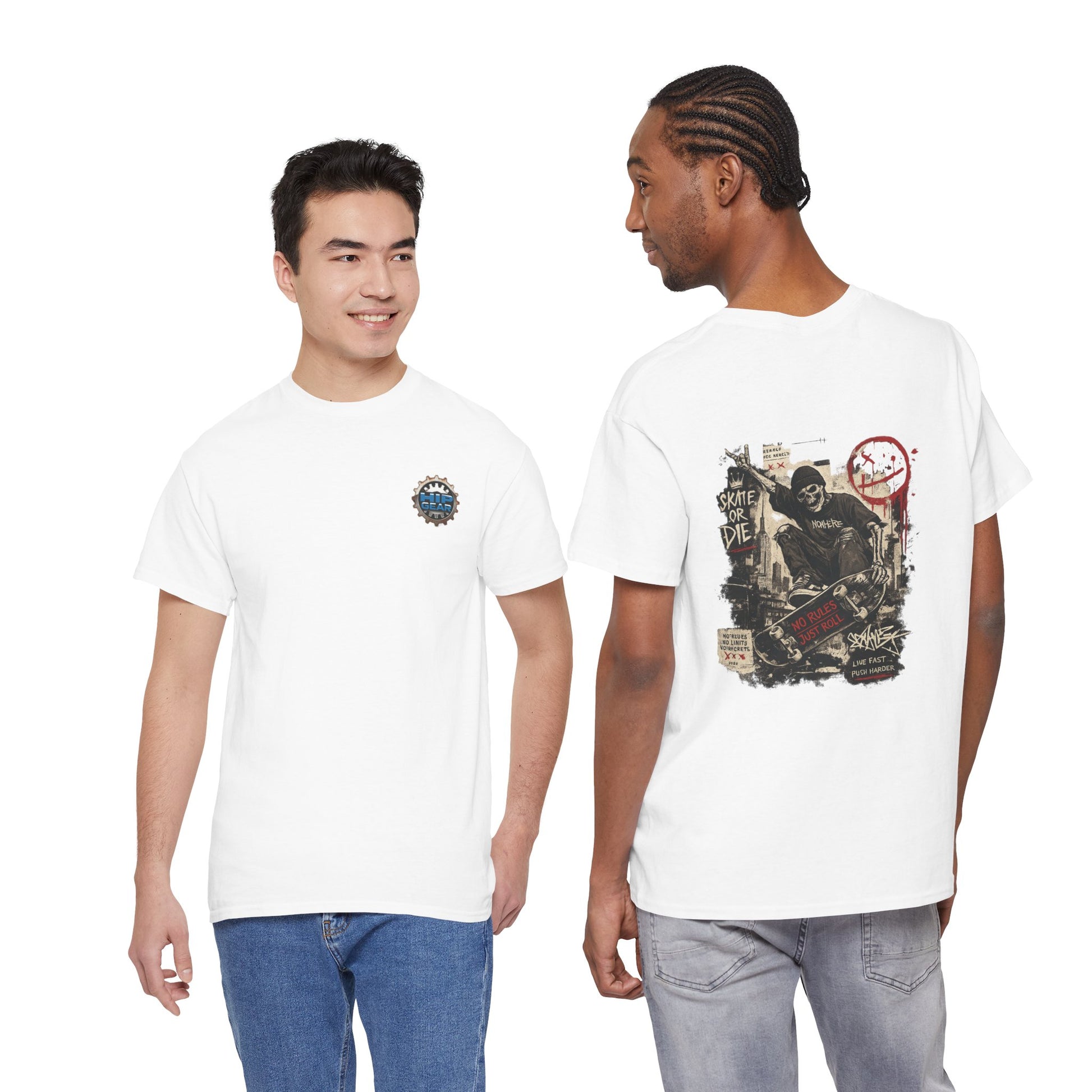 Grim Reaper Skateboard Graphic Tee – Vintage Punk Skate Shirt Printify
