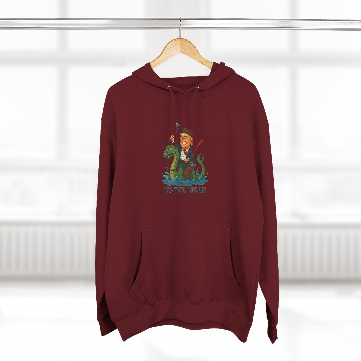 Nessie Tea Time Hoodie, Cozy Sweatshirt for Dragon Lovers, Gift for Tea Enthusiasts, Fun Highland Mythology Apparel, Comfortable Casual Wear