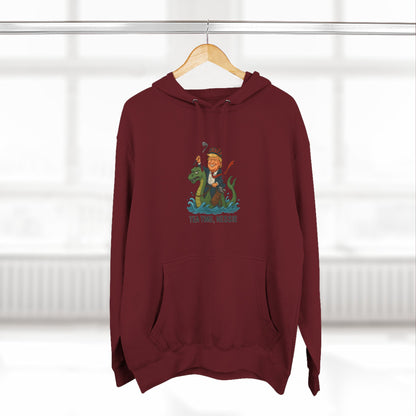 Nessie Tea Time Hoodie, Cozy Sweatshirt for Dragon Lovers, Gift for Tea Enthusiasts, Fun Highland Mythology Apparel, Comfortable Casual Wear