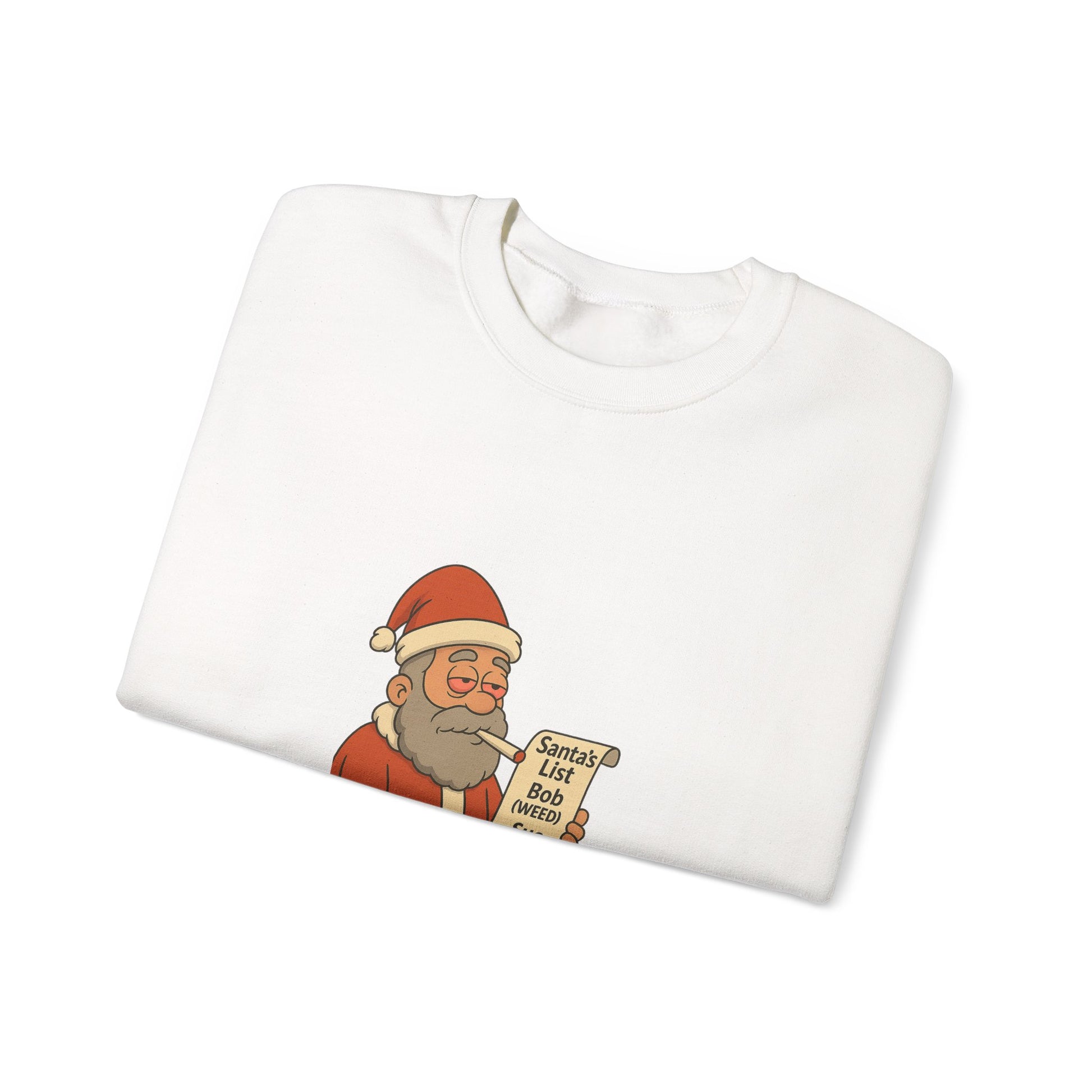 Santa Smoking Weed Holding Naughty & Nice List Crewneck Sweatshirt Printify