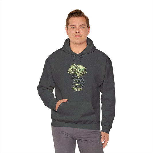 Custom Designed Heavy Blend™ Hooded Sweatshirt Skeletal Hand Gripping Stack of 100's front Printify