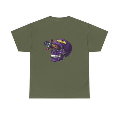 Skull Skateboard Tee — "No Brakes" Graphic Cotton Shirt Printify