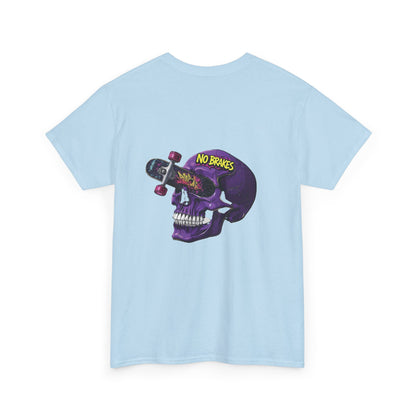 Skull Skateboard Tee — "No Brakes" Graphic Cotton Shirt Printify