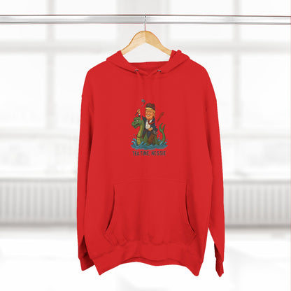 Nessie Tea Time Hoodie, Cozy Sweatshirt for Dragon Lovers, Gift for Tea Enthusiasts, Fun Highland Mythology Apparel, Comfortable Casual Wear