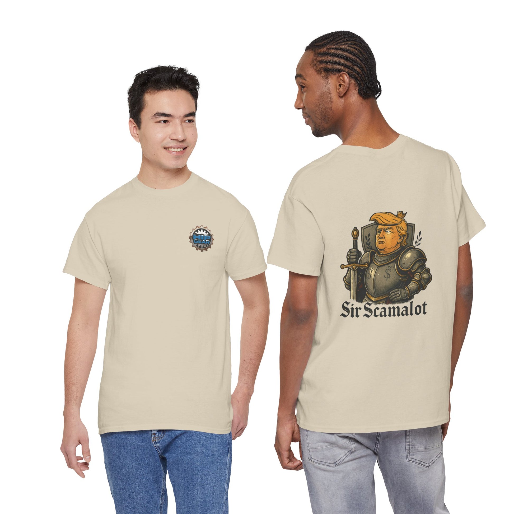 T-Shirt — "Sir Scamalot" Knight Satire Graphic Tee Printify
