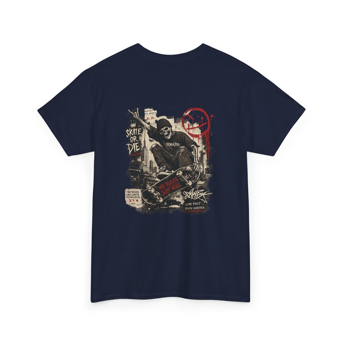 Grim Reaper Skateboard Graphic Tee – Vintage Punk Skate Shirt Printify