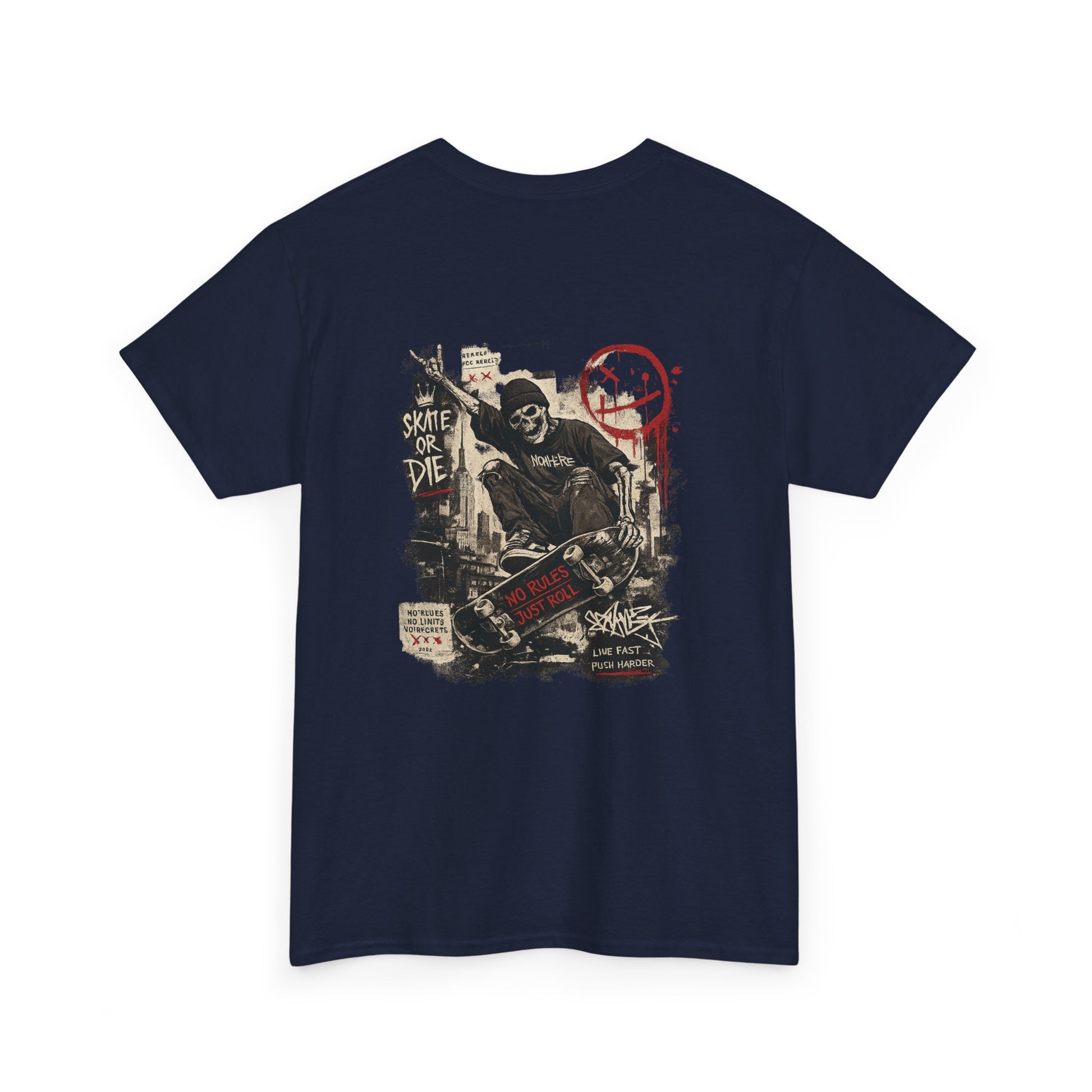 Grim Reaper Skateboard Graphic Tee – Vintage Punk Skate Shirt Printify