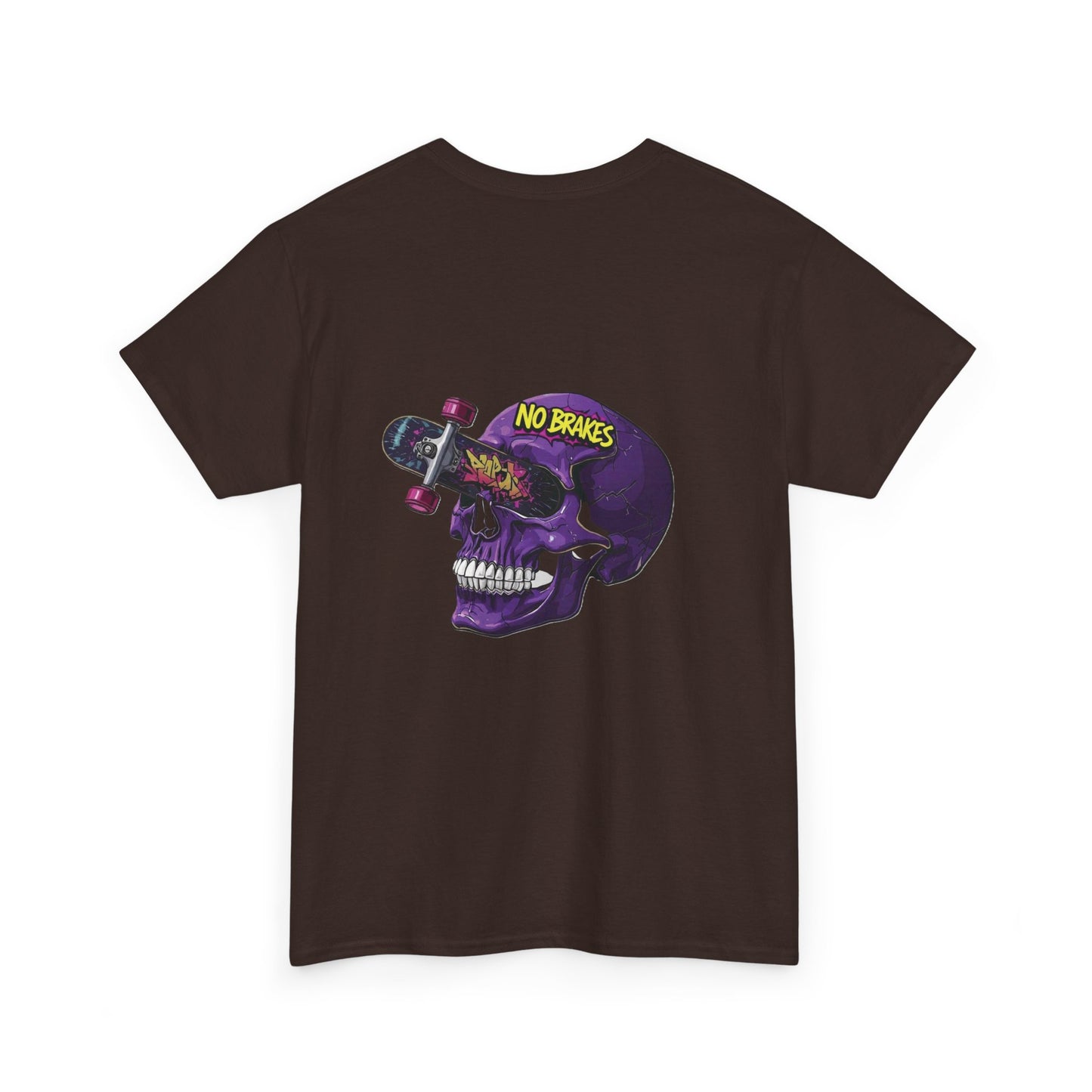 Skull Skateboard Tee — "No Brakes" Graphic Cotton Shirt Printify