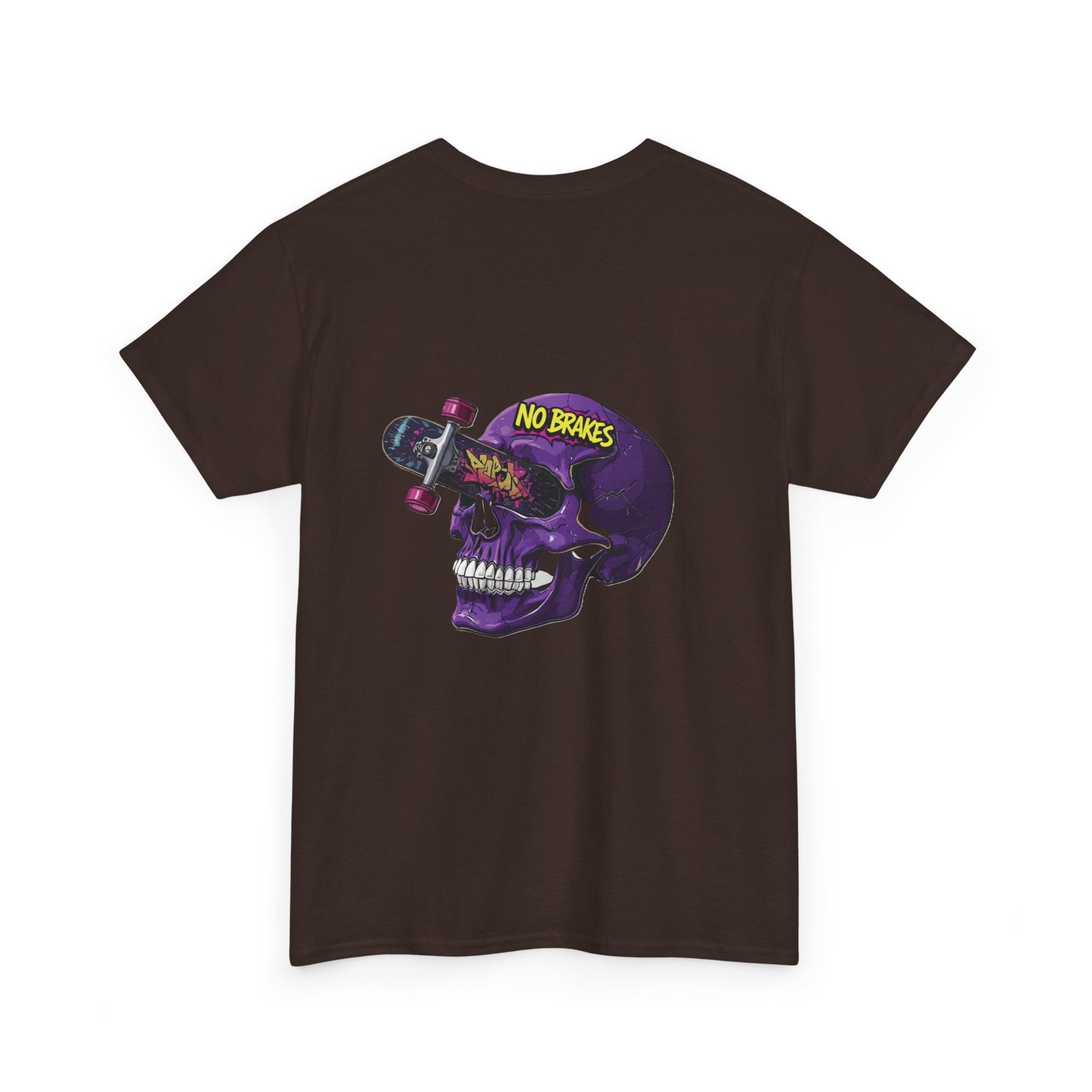 Skull Skateboard Tee — "No Brakes" Graphic Cotton Shirt Printify