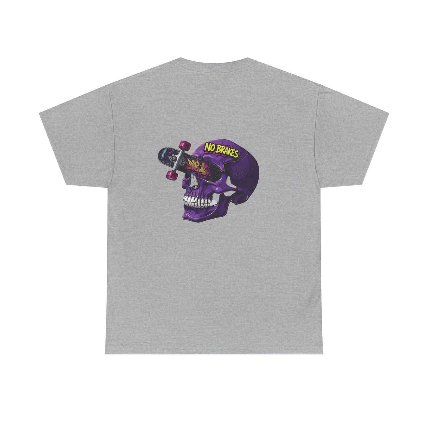 Skull Skateboard Tee — "No Brakes" Graphic Cotton Shirt Printify