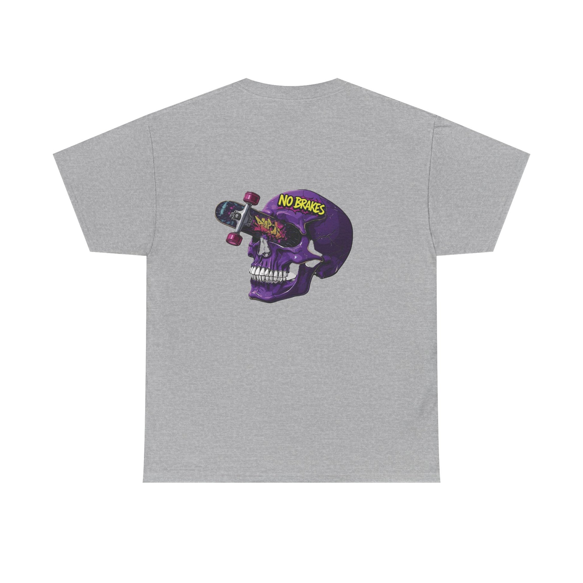 Skull Skateboard Tee — "No Brakes" Graphic Cotton Shirt Printify