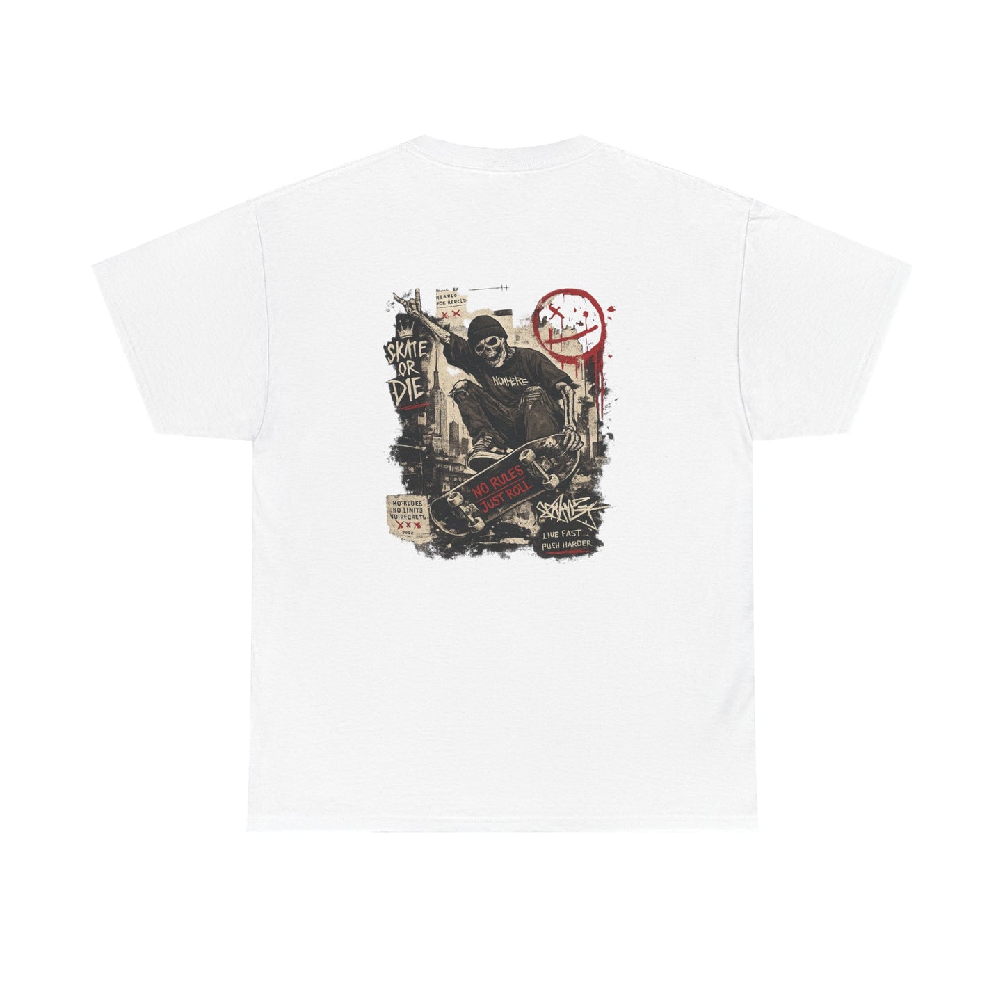 Grim Reaper Skateboard Graphic Tee – Vintage Punk Skate Shirt Printify