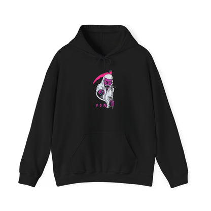 Hoodie — Pink Grim Reaper Illustration "UOme" Streetwear Pullover Printify