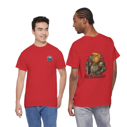 T-Shirt — "Sir Scamalot" Knight Satire Graphic Tee Printify