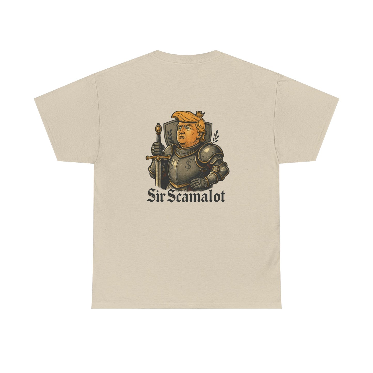 T-Shirt — "Sir Scamalot" Knight Satire Graphic Tee Printify