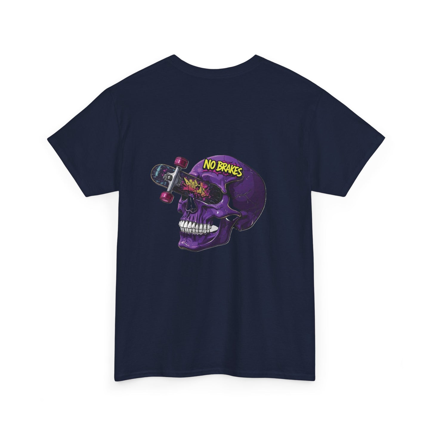 Skull Skateboard Tee — "No Brakes" Graphic Cotton Shirt Printify