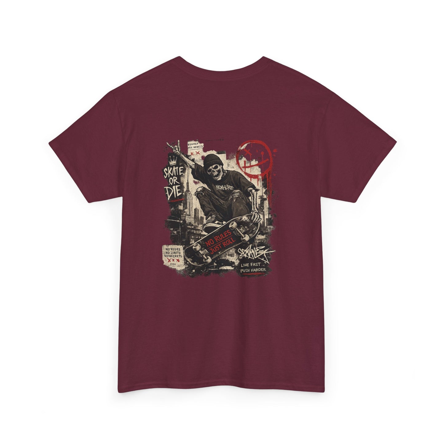 Grim Reaper Skateboard Graphic Tee – Vintage Punk Skate Shirt Printify