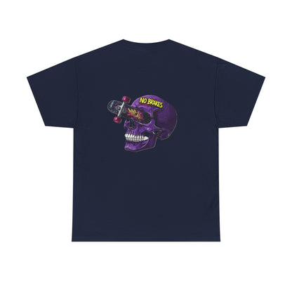 Skull Skateboard Tee — "No Brakes" Graphic Cotton Shirt Printify