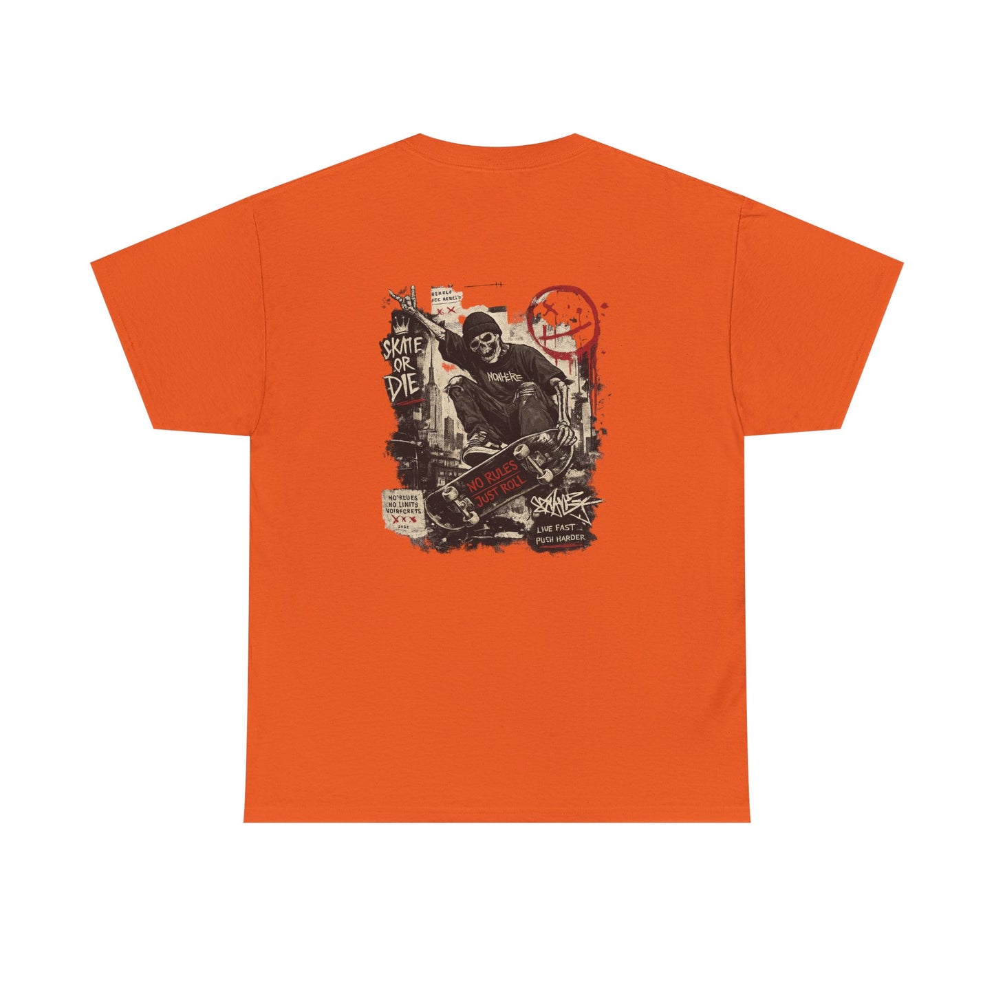 Grim Reaper Skateboard Graphic Tee – Vintage Punk Skate Shirt Printify